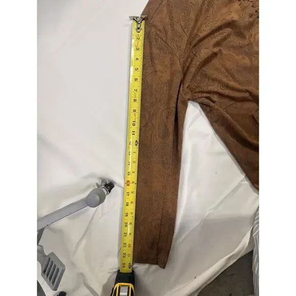 Scully Western Boho Tunic Jacket M/L Brown Paisley Jacquard Button Front Studded - Picture 8 of 8